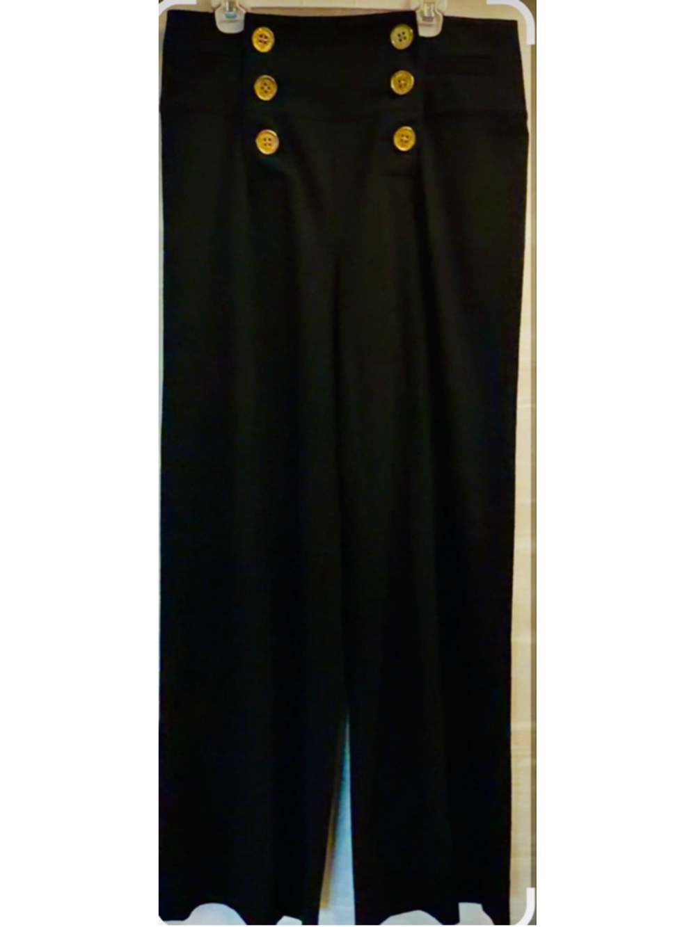 Ralph Lauen Black vintage  sailor botton front slacks. Wide leg. High waisted. - Picture 6 of 14